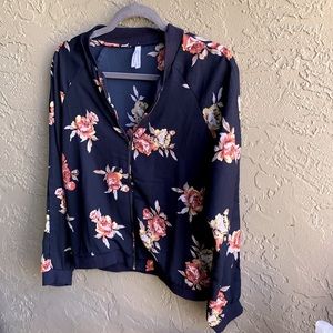 Semi Sheer Black Floral Zip Up Bomber Jacket by Live 4 Truth